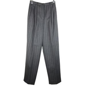 Vintage J McLaughlin High Rise Pinstripe Pants 100% Wool Gray Pockets Size 8